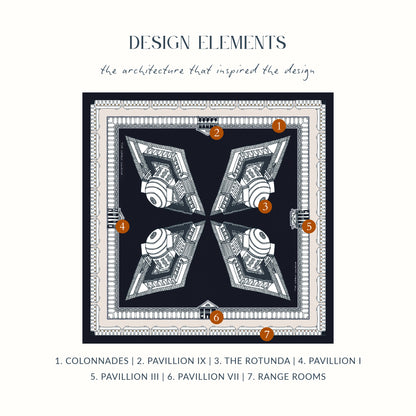 The Charlottesville Tundy Scarf in Navy, design elements
