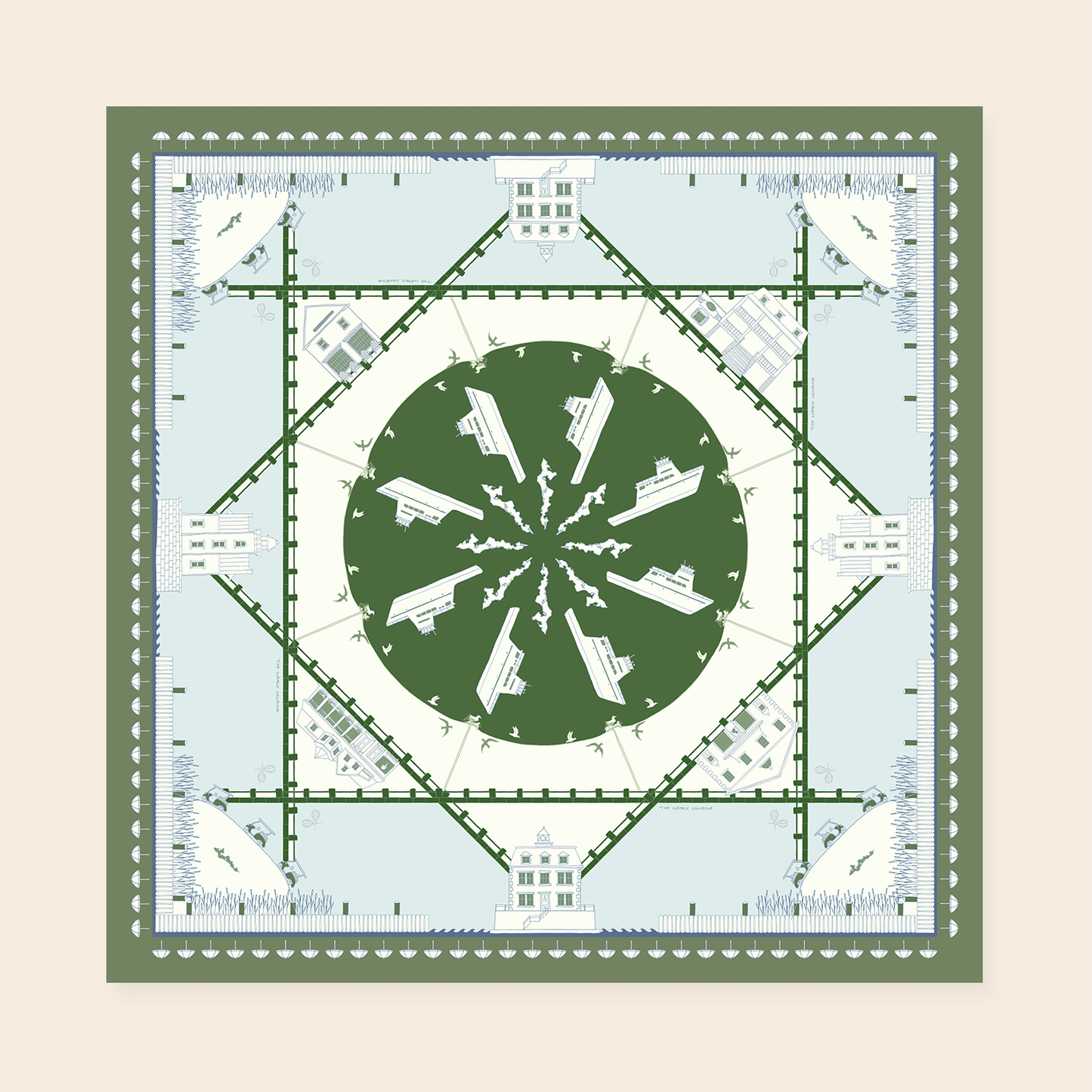AUG. PREORDER: THE FISHERS ISLAND SILK POCKET SQUARE IN GREEN