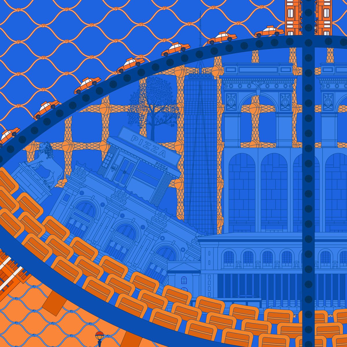 The Midtown Hoops Scarf in Blue, alternate view