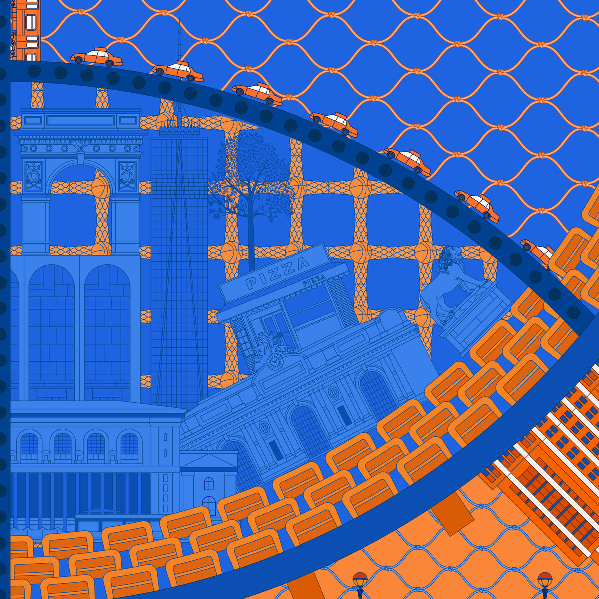 The Midtown Hoops Scarf in Blue, alternate view