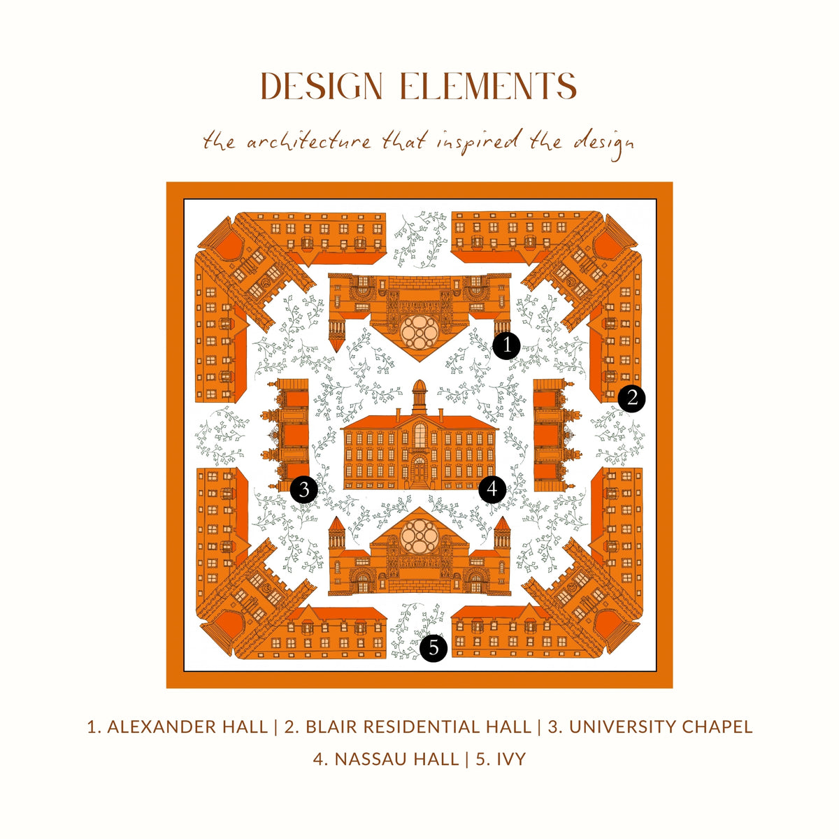 The Princeton Ivy Scarf, design elements